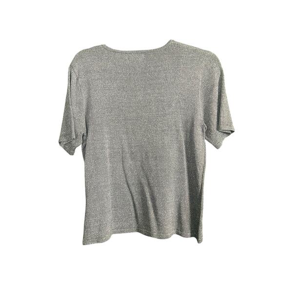 Kasper Gray Glitter Top Women Size 10 Short Sleeve Stretch Vintage 90s Y2k - Picture 7 of 7